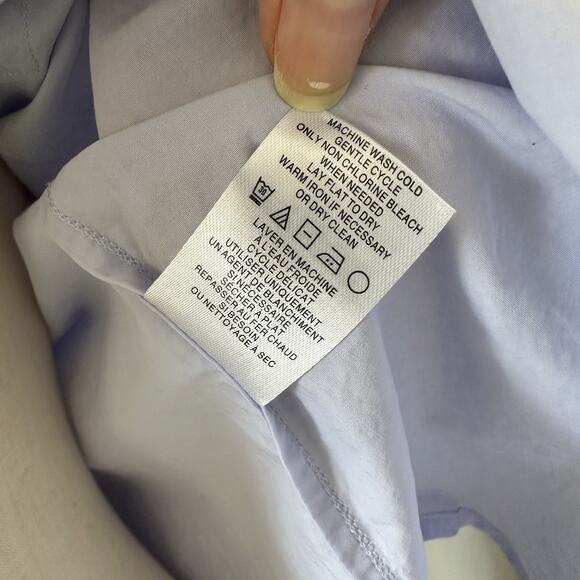 A.L.C. BELL SLEEVE BUTTON UP Shirt Blouse Lavender Periwinkle Collarless - Picture 8 of 9